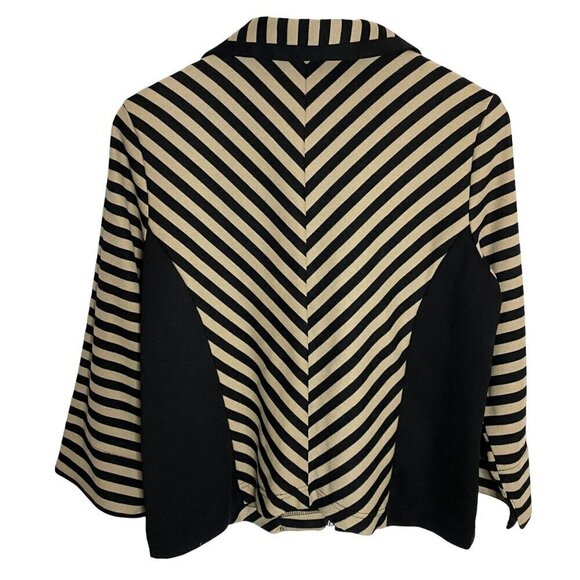 Erin London Zip Front Chevron Striped Blazer with Black Trim Sz PM Modern Chic - Picture 2 of 11